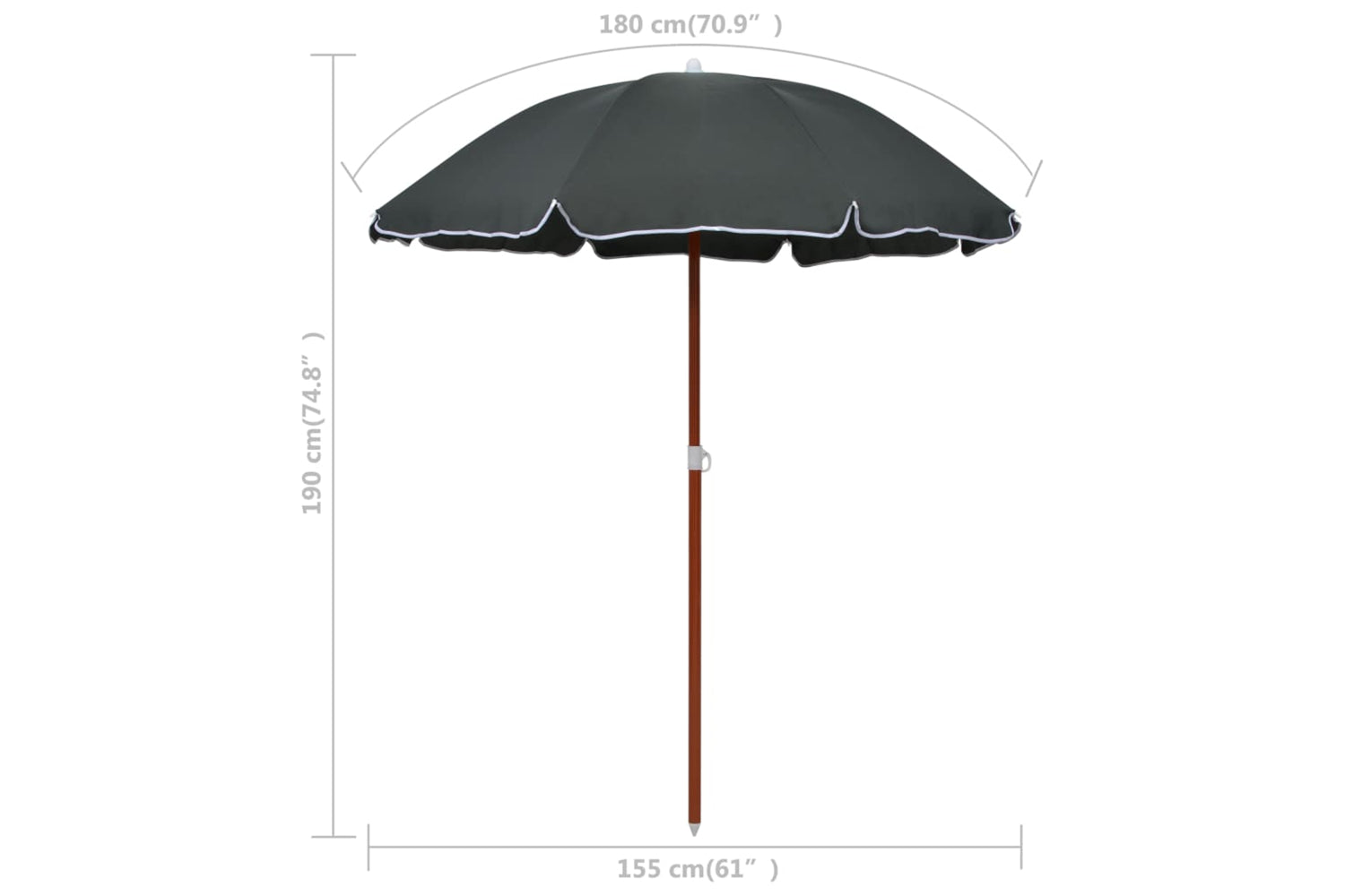 vidaXL 47804 Parasol With Steel Pole 180cm Anthracite-5