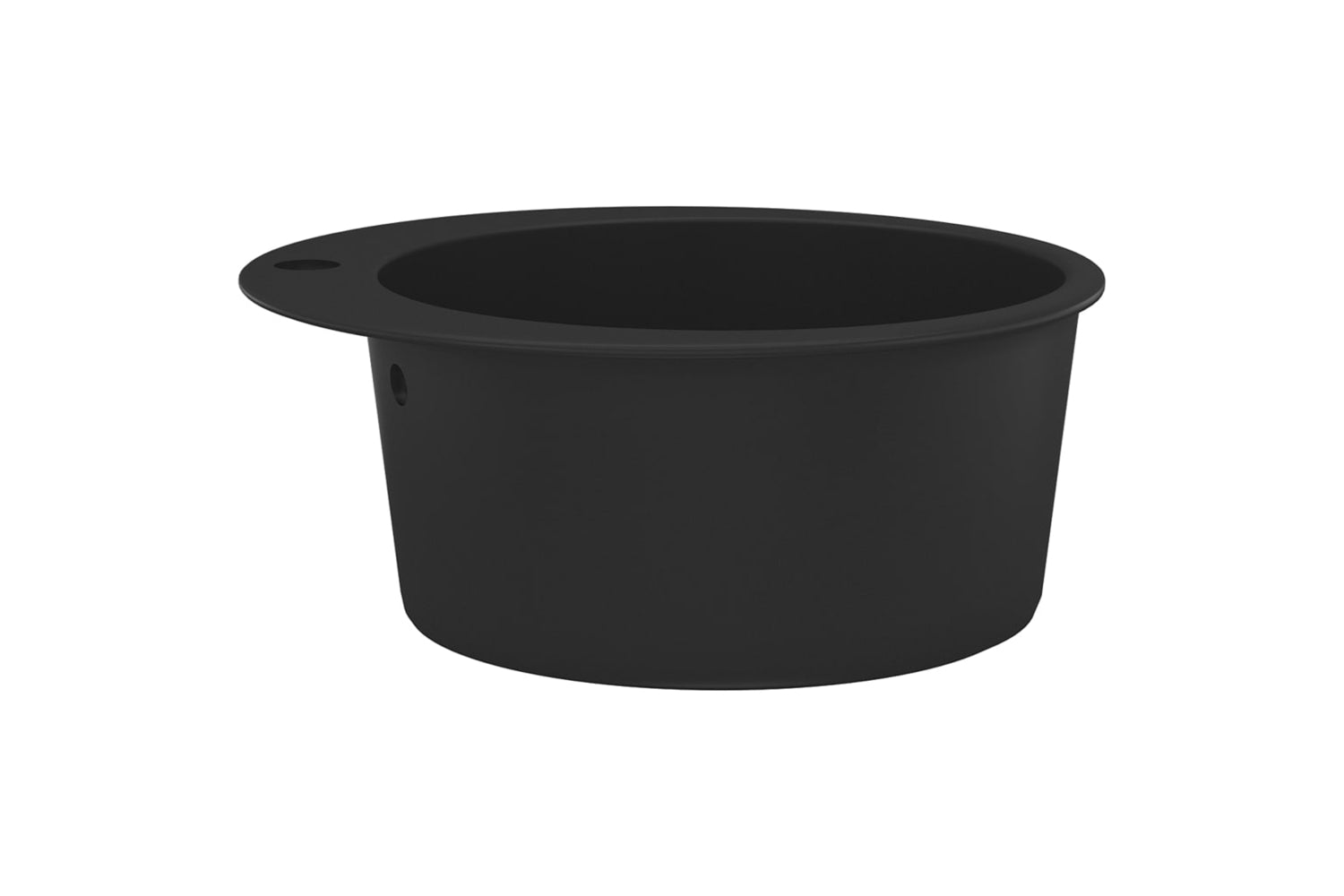 Vidaxl Granite Kitchen Sink Single Basin Round Black-4