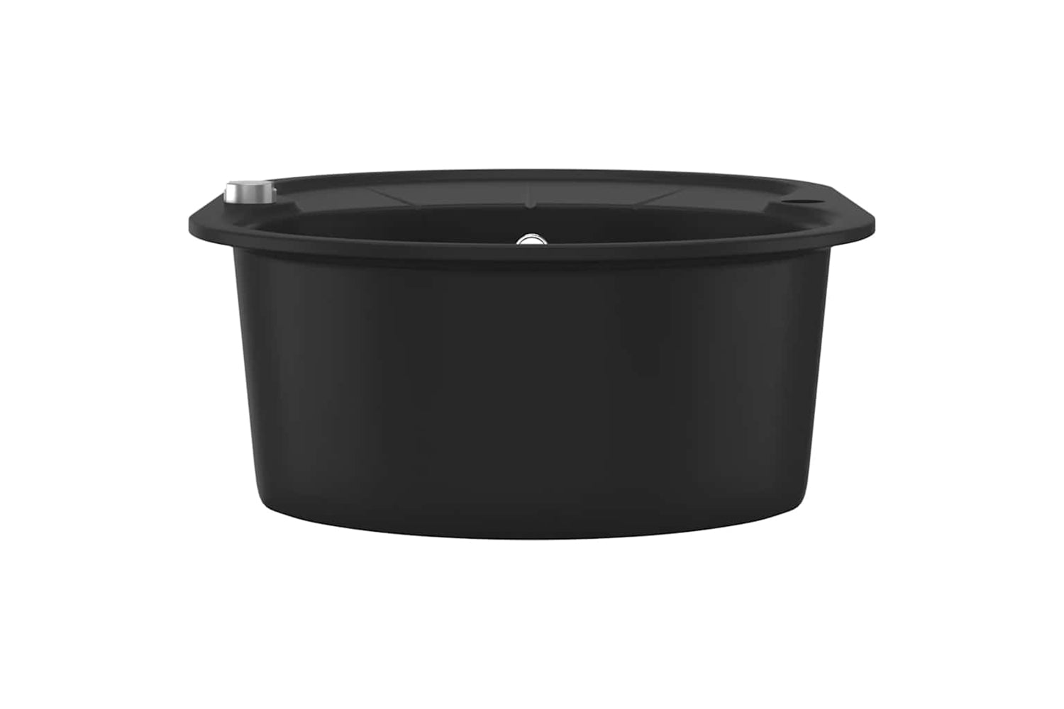 Vidaxl Granite Kitchen Sink Single Basin Oval Black-5