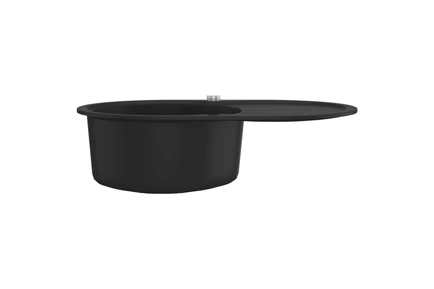 Vidaxl Granite Kitchen Sink Single Basin Oval Black-4