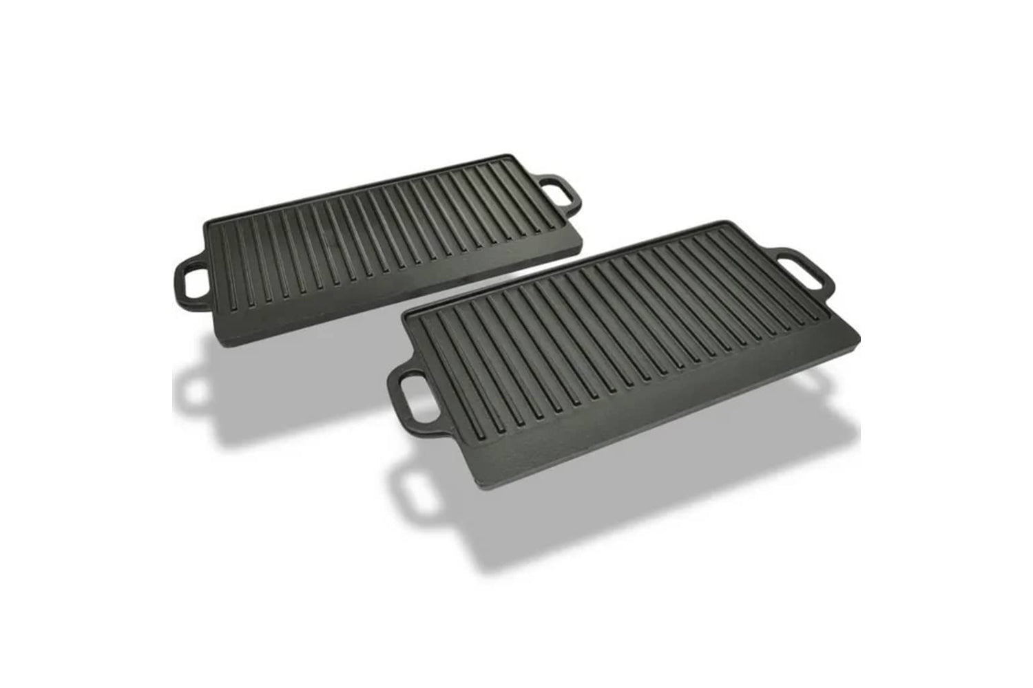vidaXL 50127 Grill Platter 2 Pcs Cast Iron Reversible 38x23cm-5