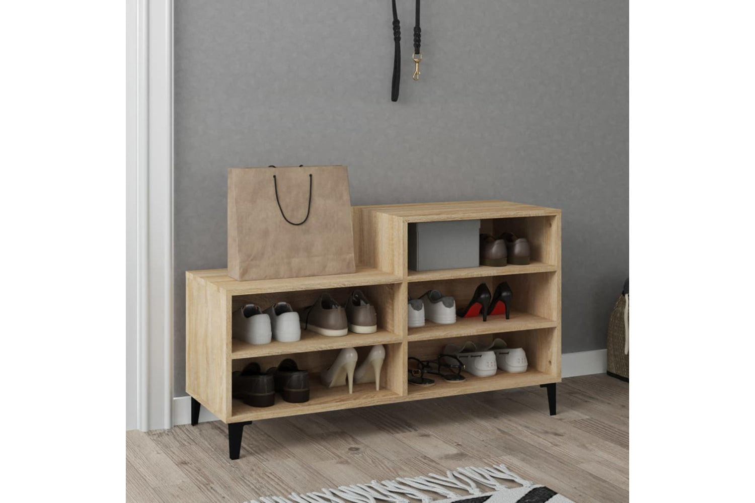 vidaXL 819735 Shoe Cabinet Sonoma Oak 102x36x60cm Engineered Wood-5