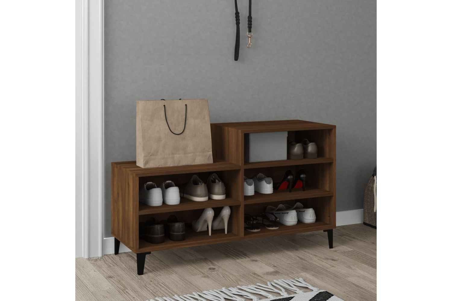 vidaXL 819739 Shoe Cabinet Brown Oak 102x36x60cm Engineered Wood-5