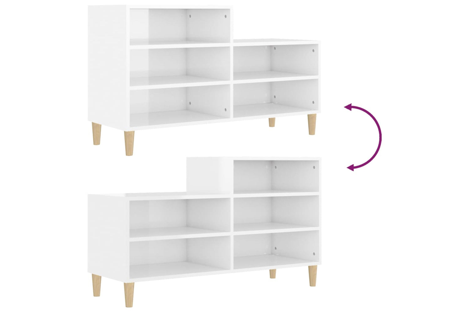 vidaXL 819726 Shoe Cabinet High Gloss White 102x36x60cm Engineered Wood-6