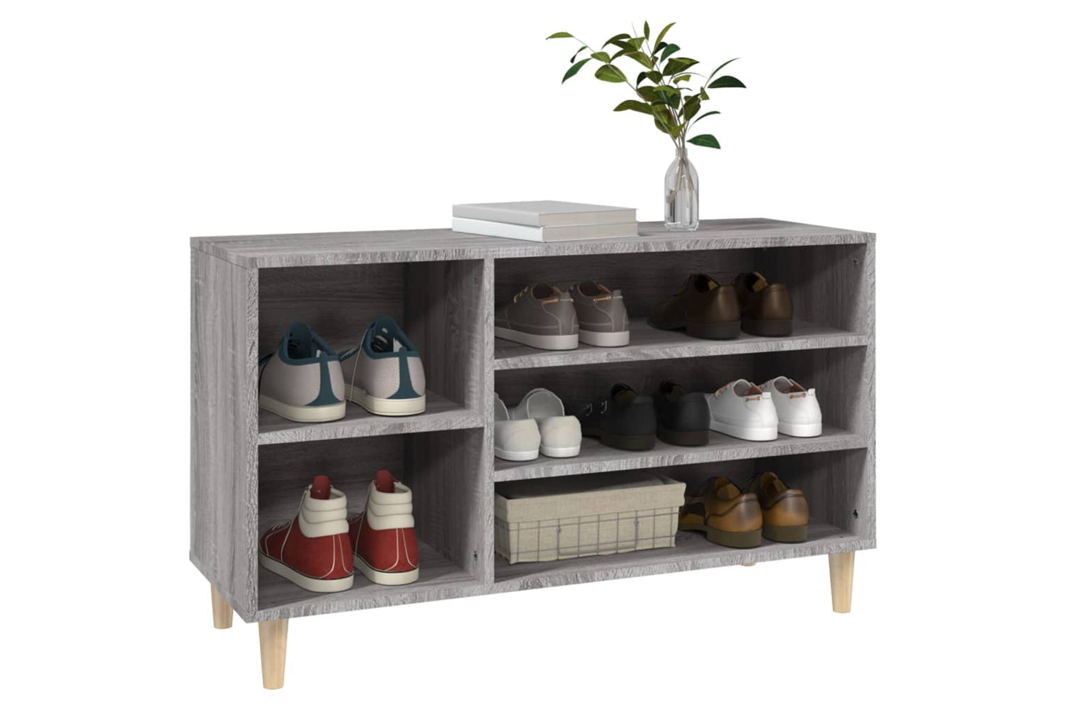 vidaXL 819746 Shoe Cabinet Grey Sonoma 102x36x60cm Engineered Wood-3