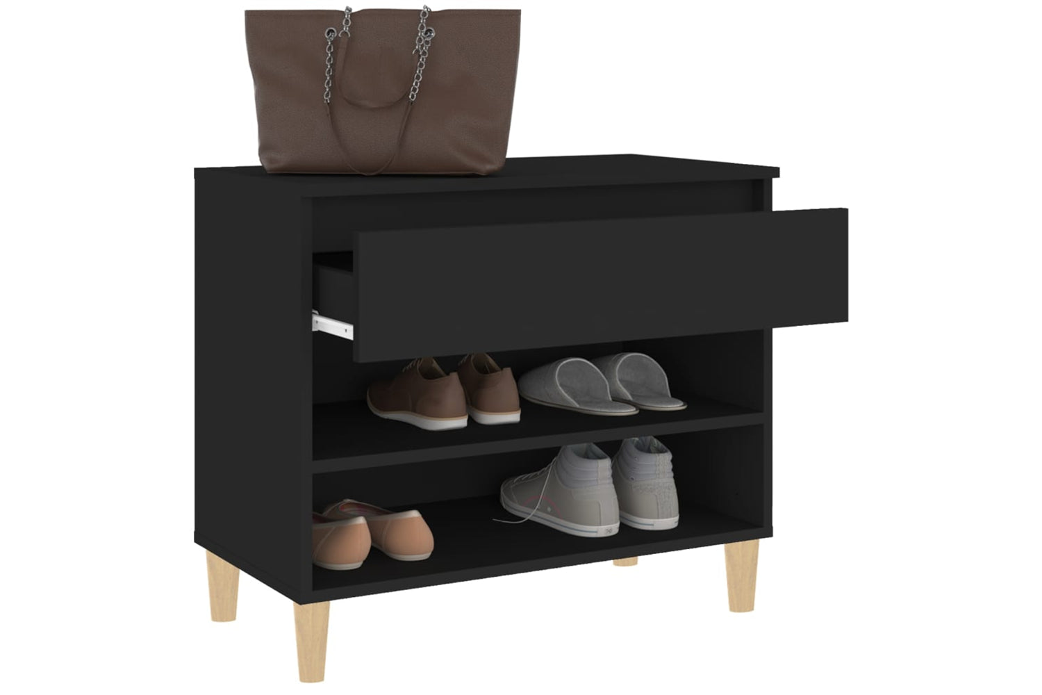 vidaXL 819757 Shoe Cabinet Black 70x36x60cm Engineered Wood-4