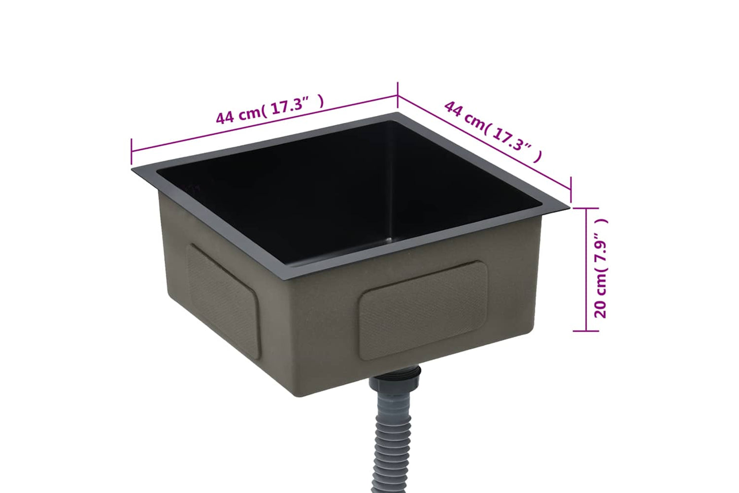 Vidaxl 145083 Handmade Kitchen Sink Black Stainless Steel-7