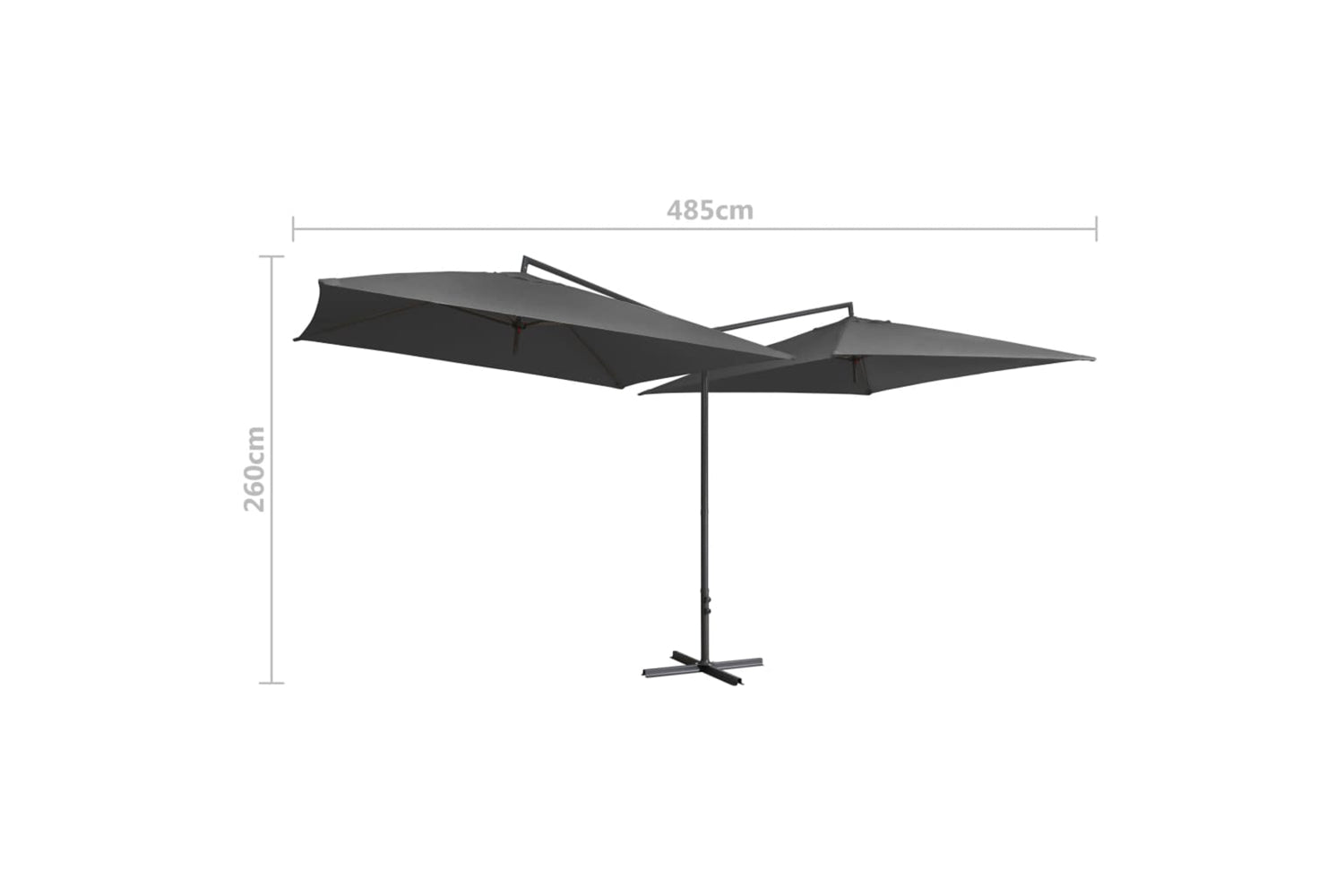 vidaXL 47322 Double Parasol With Steel Pole 250x250cm Anthracite-6