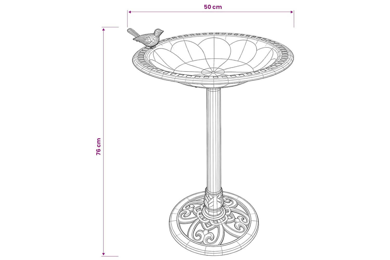 Vidaxl 48223 Garden Bird Bath Bronze Plastic-4