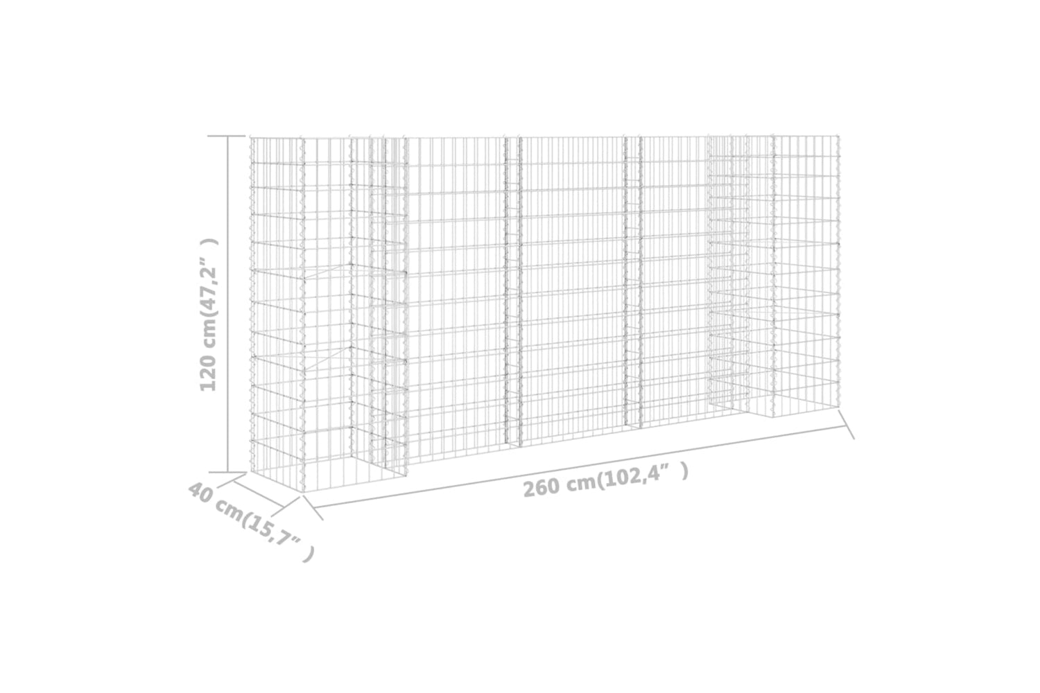 vidaXL 145662 H-shaped Gabion Planter Steel Wire 260x40x120cm-5