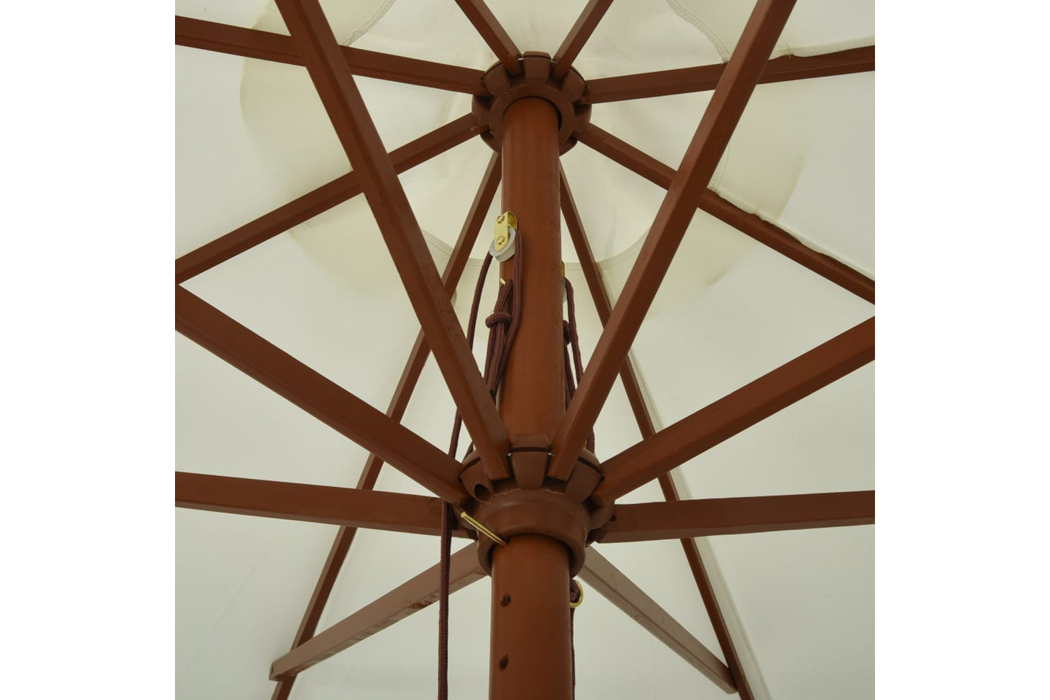 vidaXL 47212 Outdoor Parasol With Wooden Pole 330cm Sand White-4