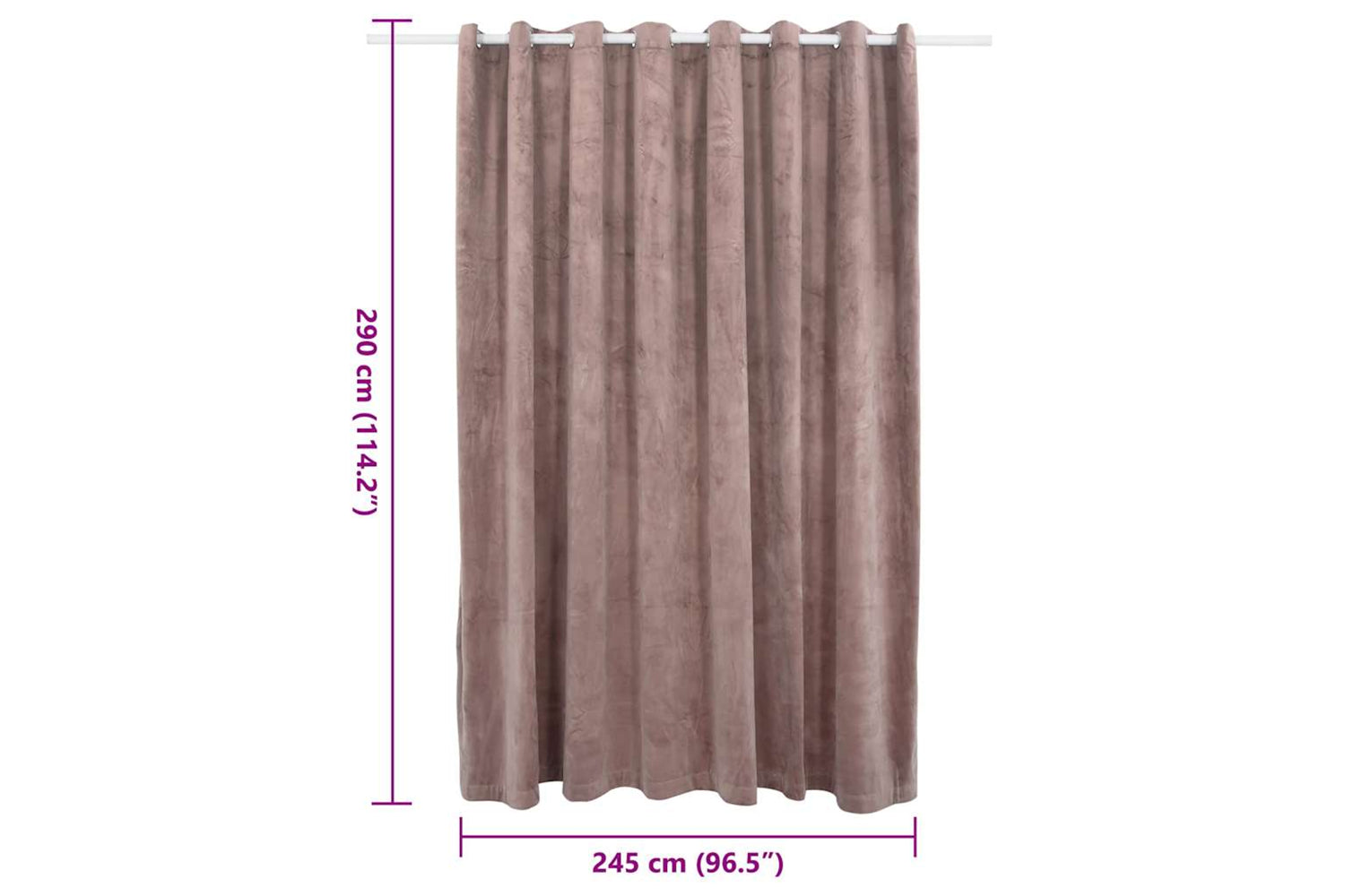 Vidaxl Blackout Curtain With Metal Rings Velvet Antique Pink 290x245 Cm-6