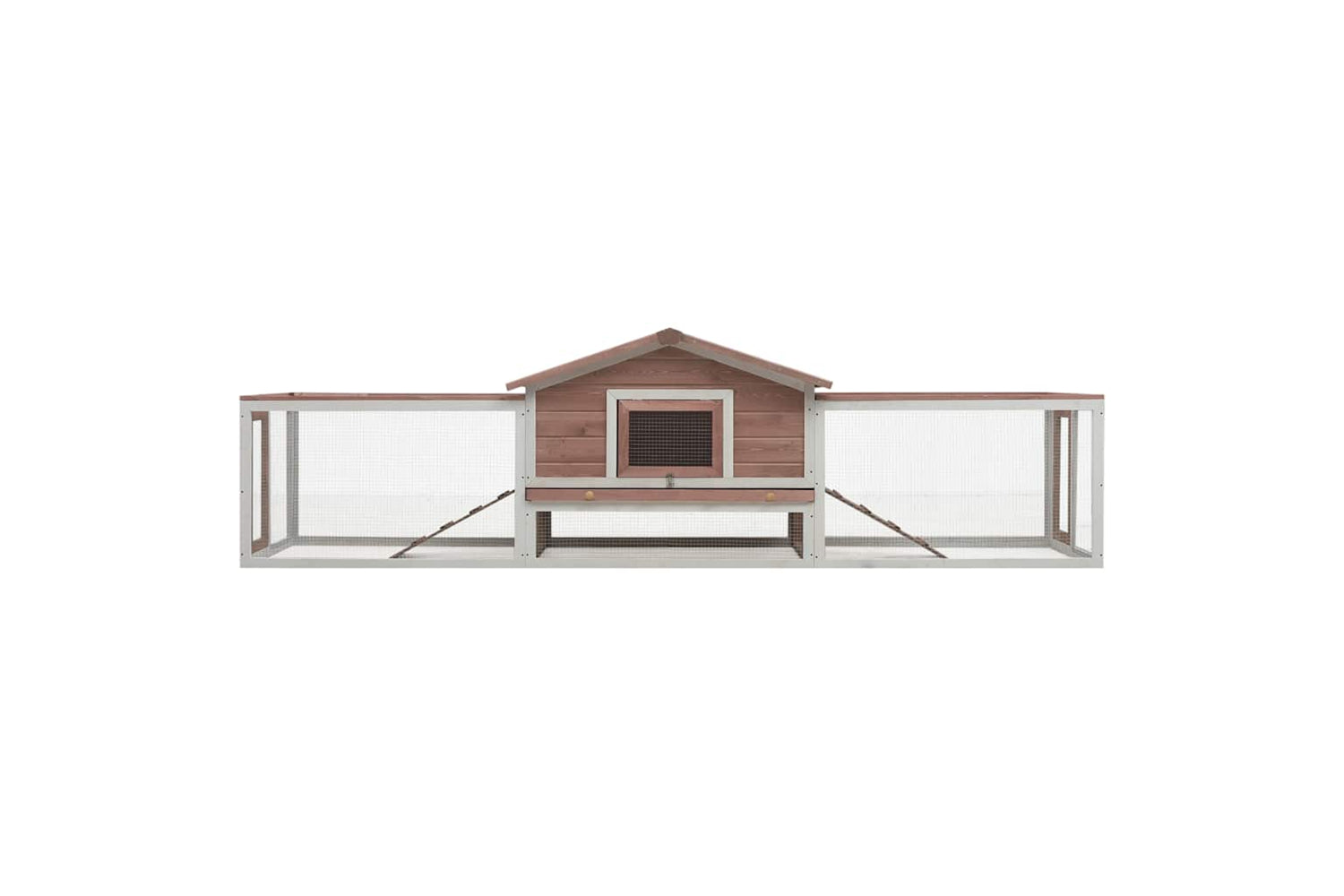 vidaXL 170859 Rabbit Hutch Mocha 310x70x87cm Solid Pine & Fir Wood-3