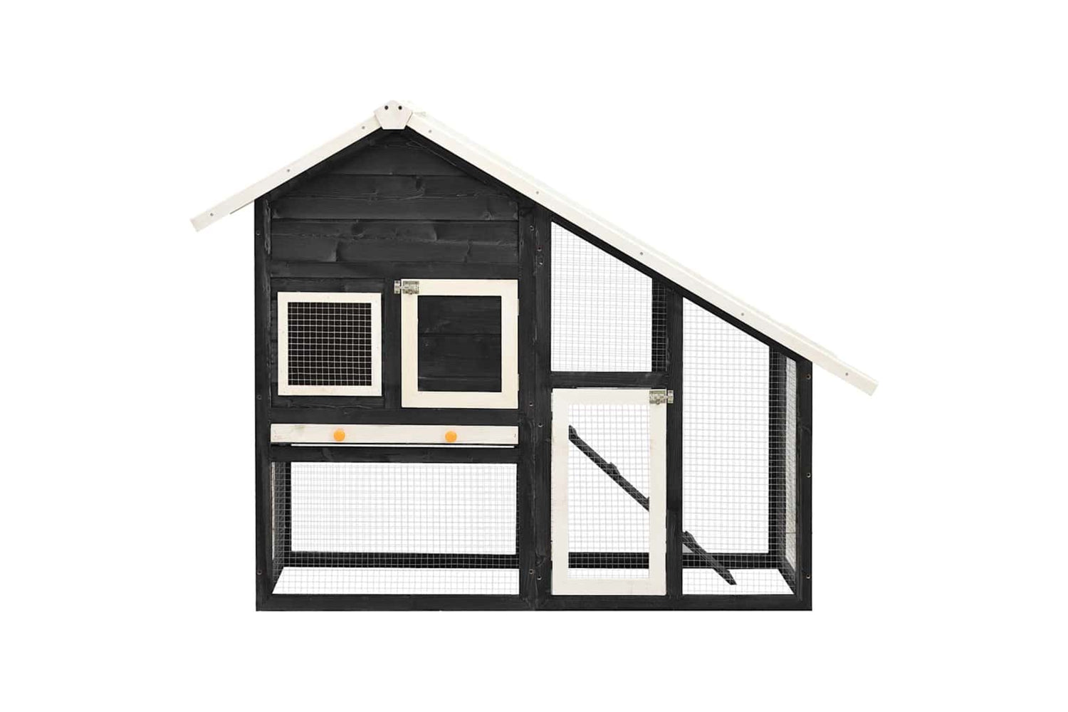 vidaXL 170869 Rabbit Hutch Grey And White 140x63x120cm Solid Firwood-3