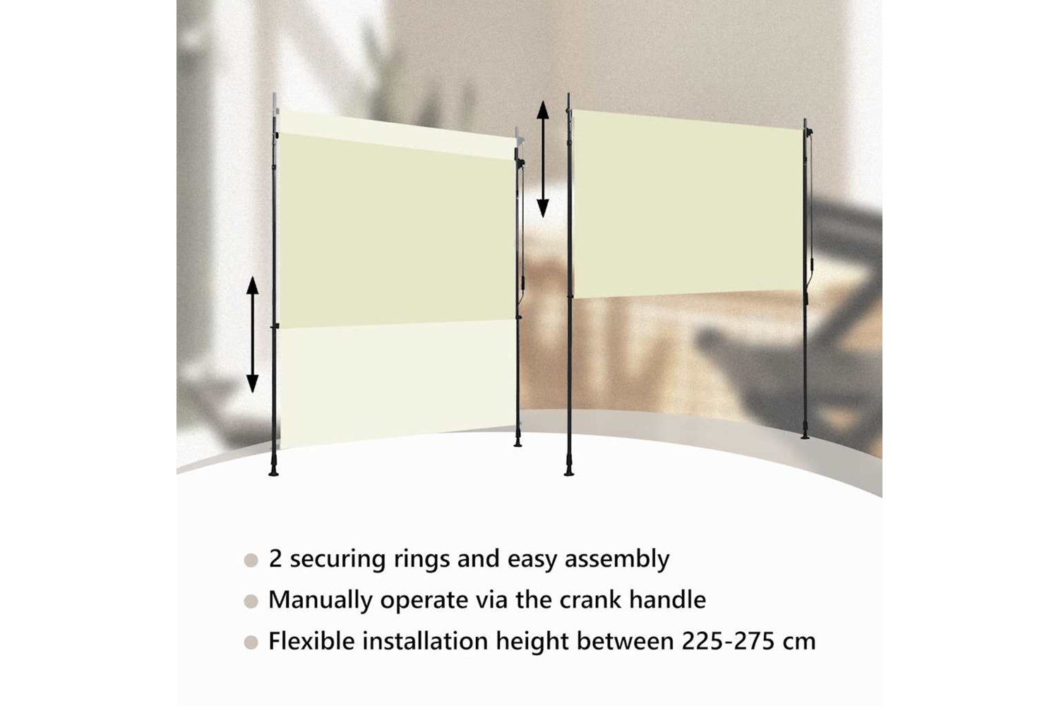 Vidaxl Outdoor Roller Blind 200x270 Cm Cream-9