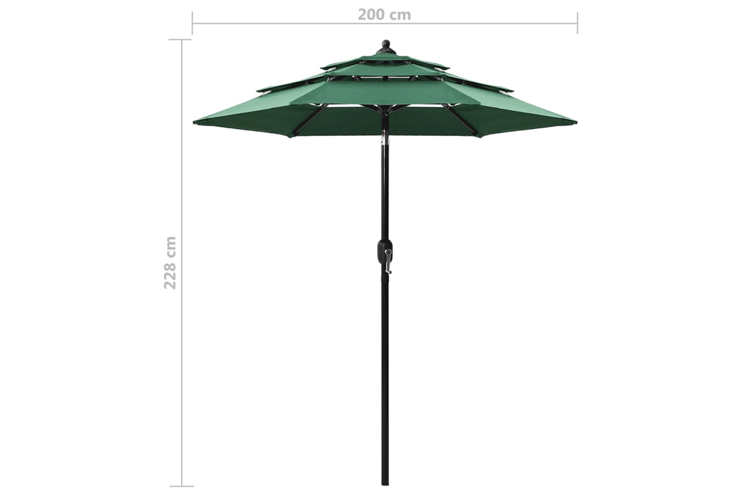 Vidaxl 313853 3-tier Parasol With Aluminium Pole Green 2 M-8