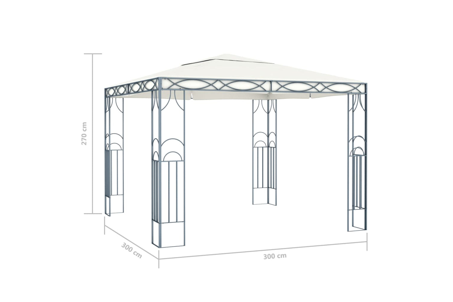 vidaXL 3070338 Gazebo With Led String Lights 300x300cm Cream-7
