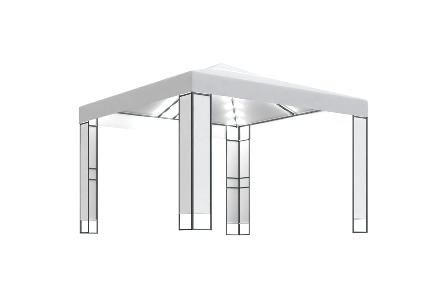 Vidaxl 3070302 Gazebo With Double Roof&led String Lights 3x3 M White