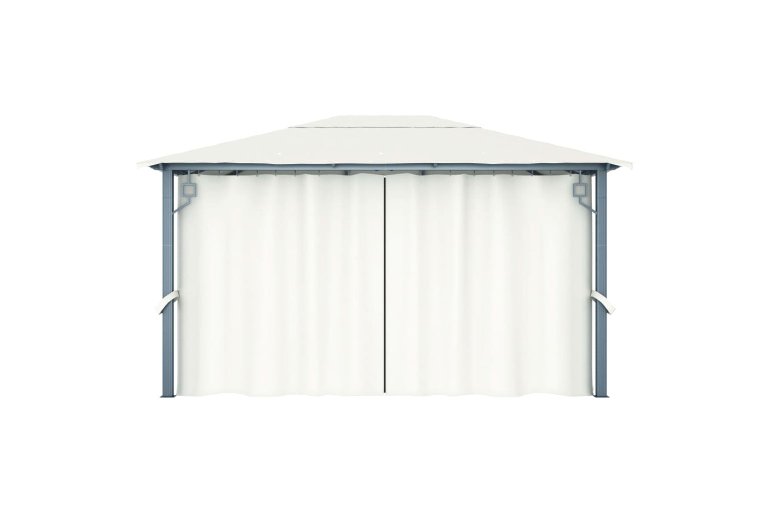 Vidaxl 3070335 Gazebo With Curtain&led String Lights 4x3 M Cream Aluminium-7