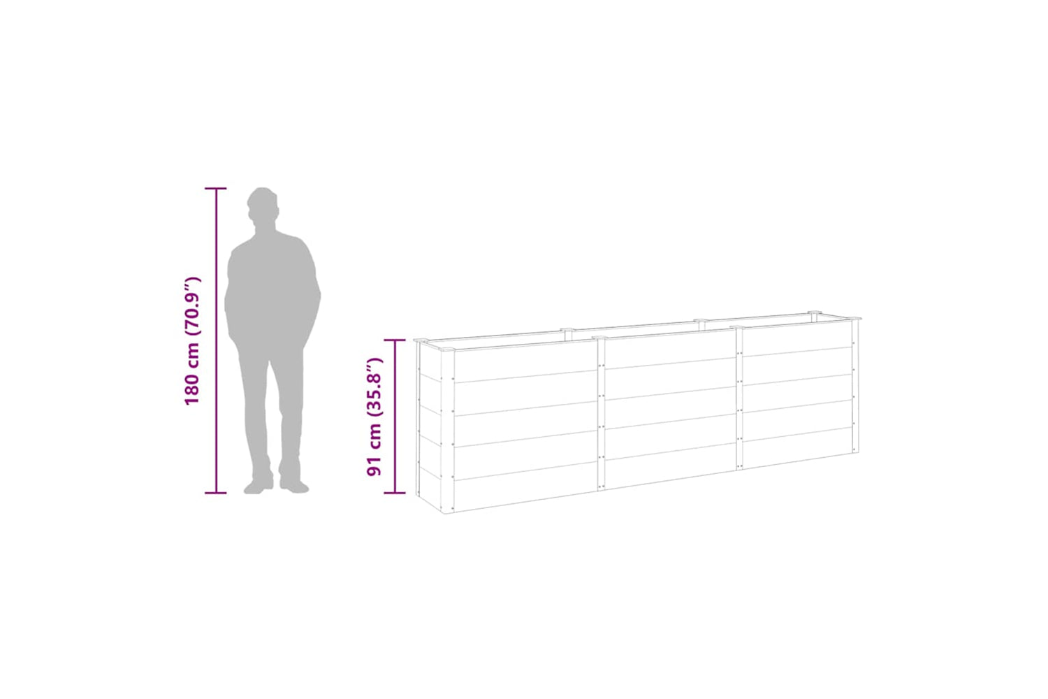 vidaXL 318100 Garden Raised Bed Grey 300x50x91cm Wpc-7