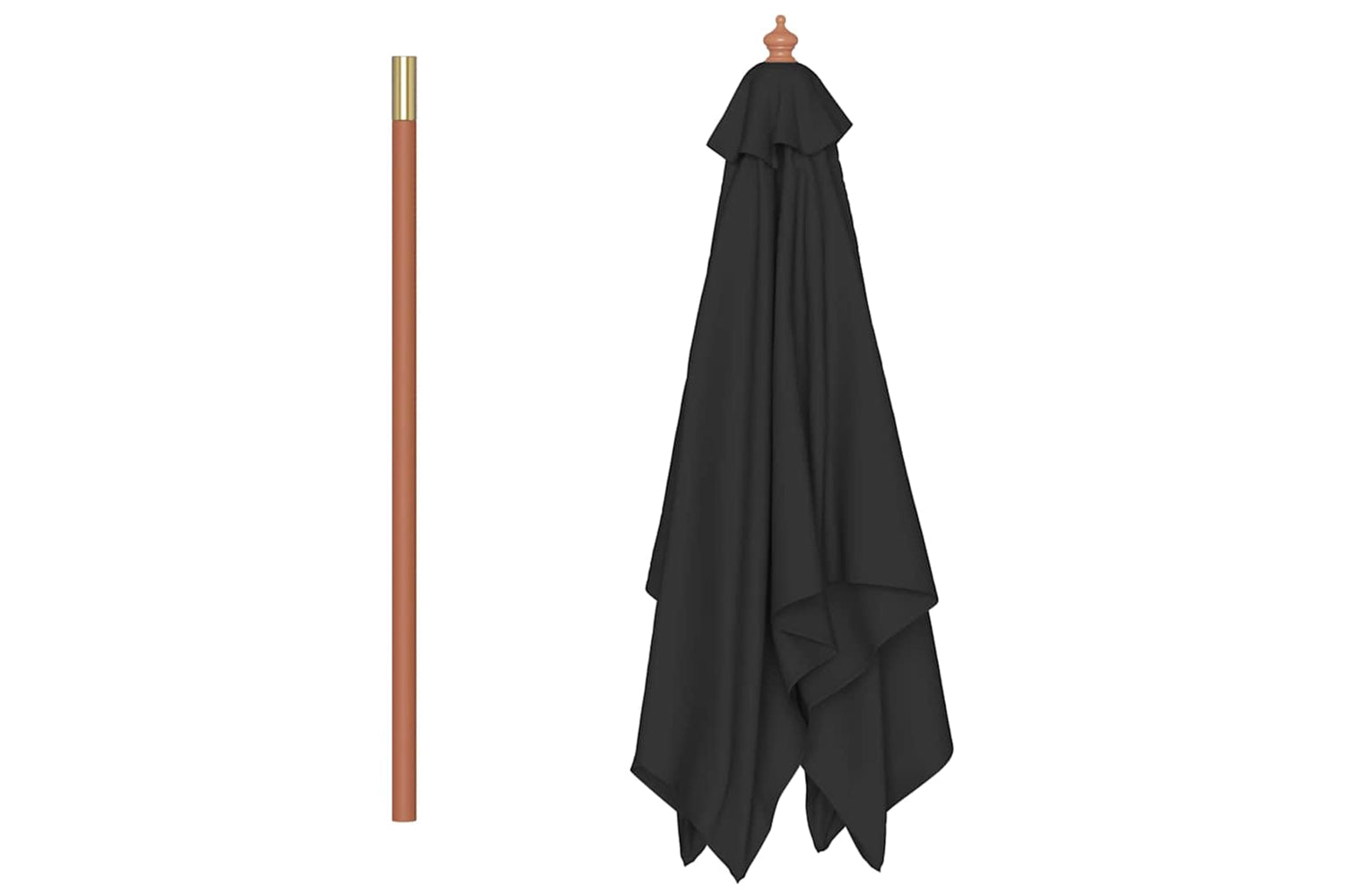 vidaXL 313884 Outdoor Parasol With Wooden Pole Black 150x200cm-4