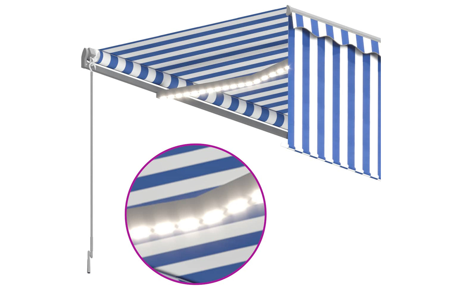Vidaxl Manual Retractable Awning With Blind&led 4.5x3m Blue&white-4