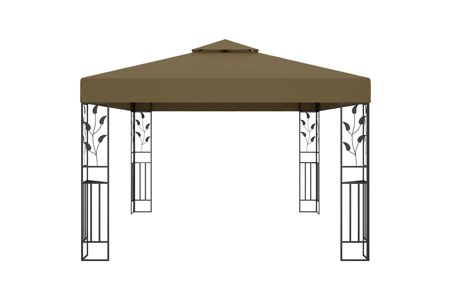 Vidaxl 3070313 Gazebo With Double Roof&led String Lights 3x4 M Taupe-4