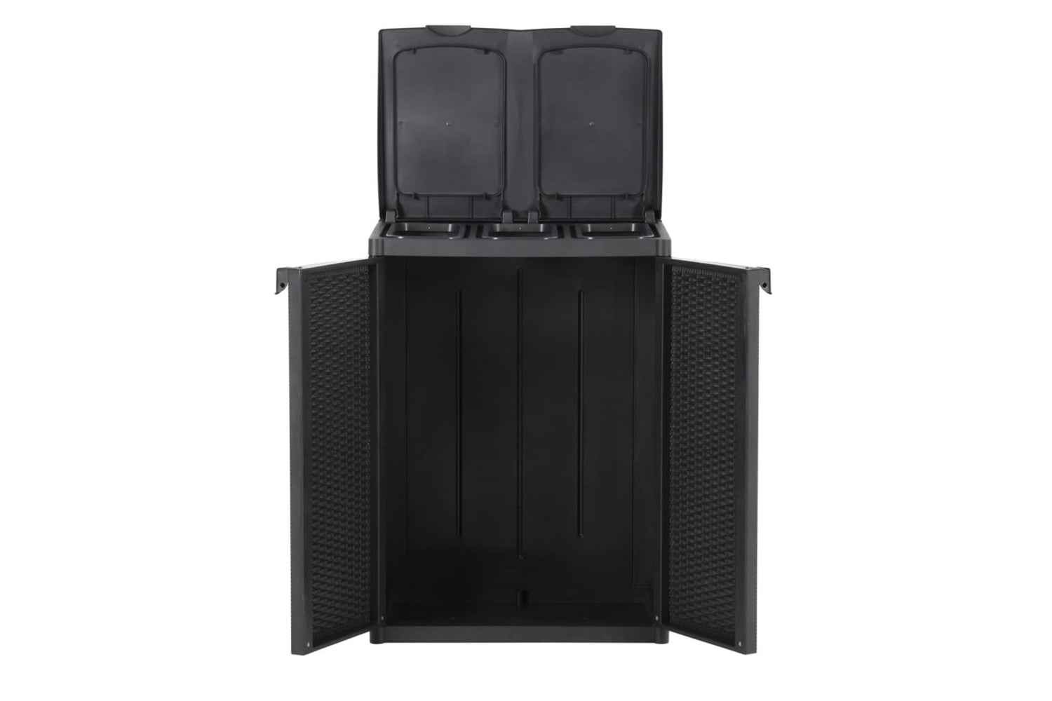 vidaXL 151224 Trash Bin With 2 Doors Black 65x45x88cm Pp-4