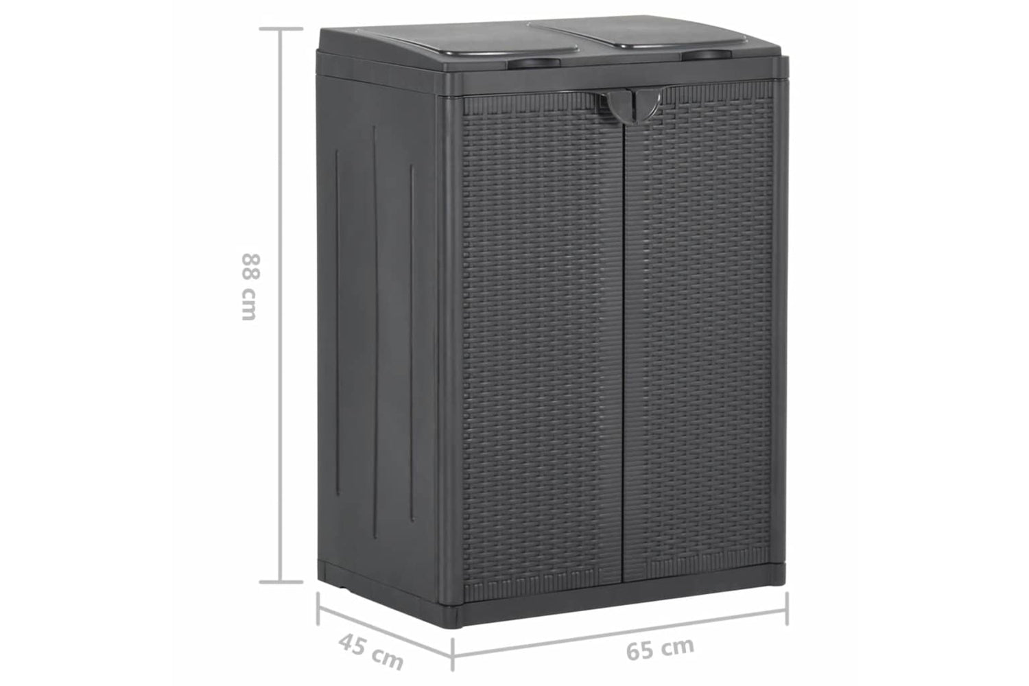 vidaXL 151224 Trash Bin With 2 Doors Black 65x45x88cm Pp-8