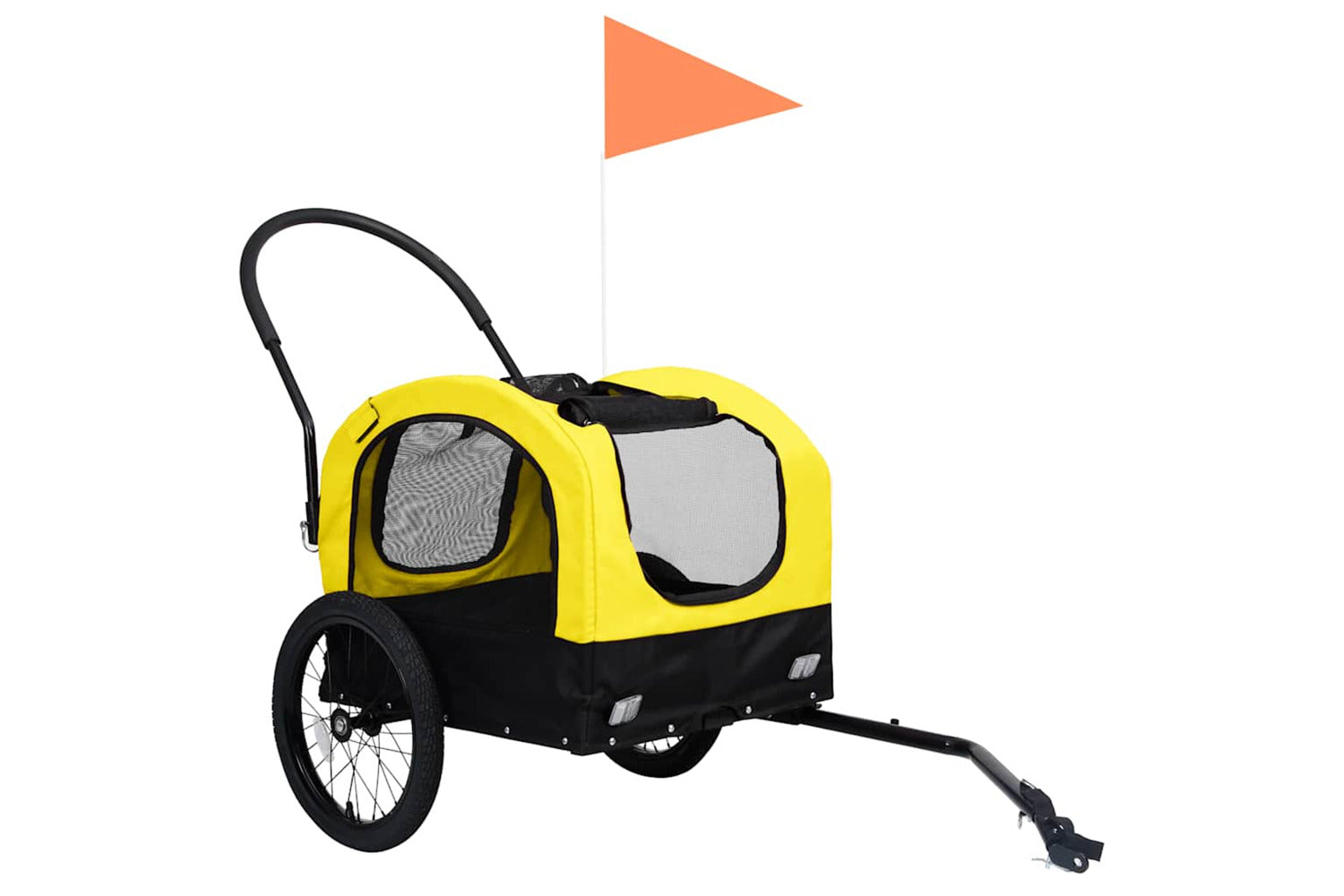 Vidaxl 2-in-1 Pet Bike Trailer & Jogging Stroller Yellow And Black-3