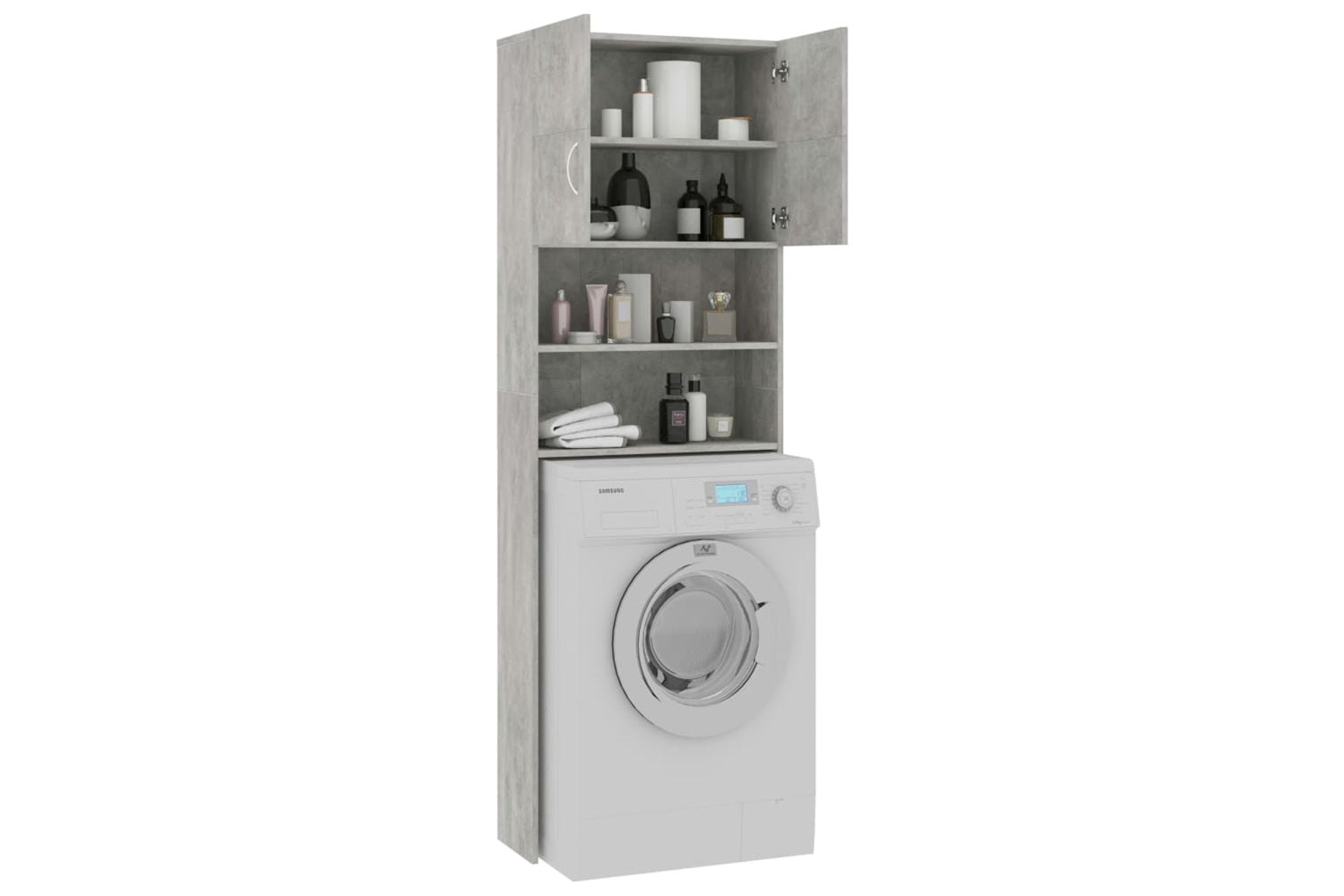 vidaXL 800031 Washing Machine Cabinet Concrete Grey 64x25.5x190cm Engineered Wood-3