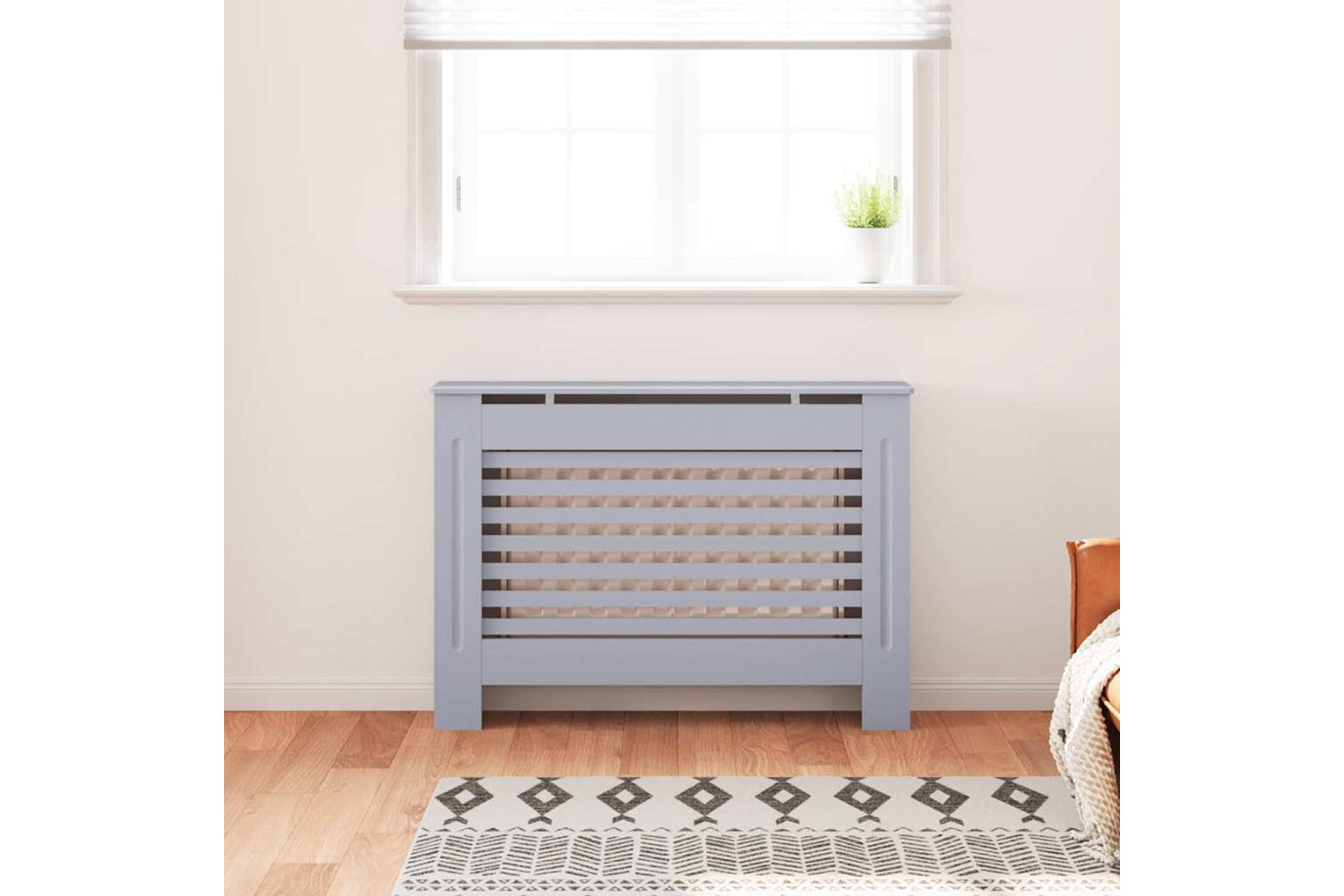 vidaXL Radiator Cover Anthracite 112x19x81.5cm Mdf-8