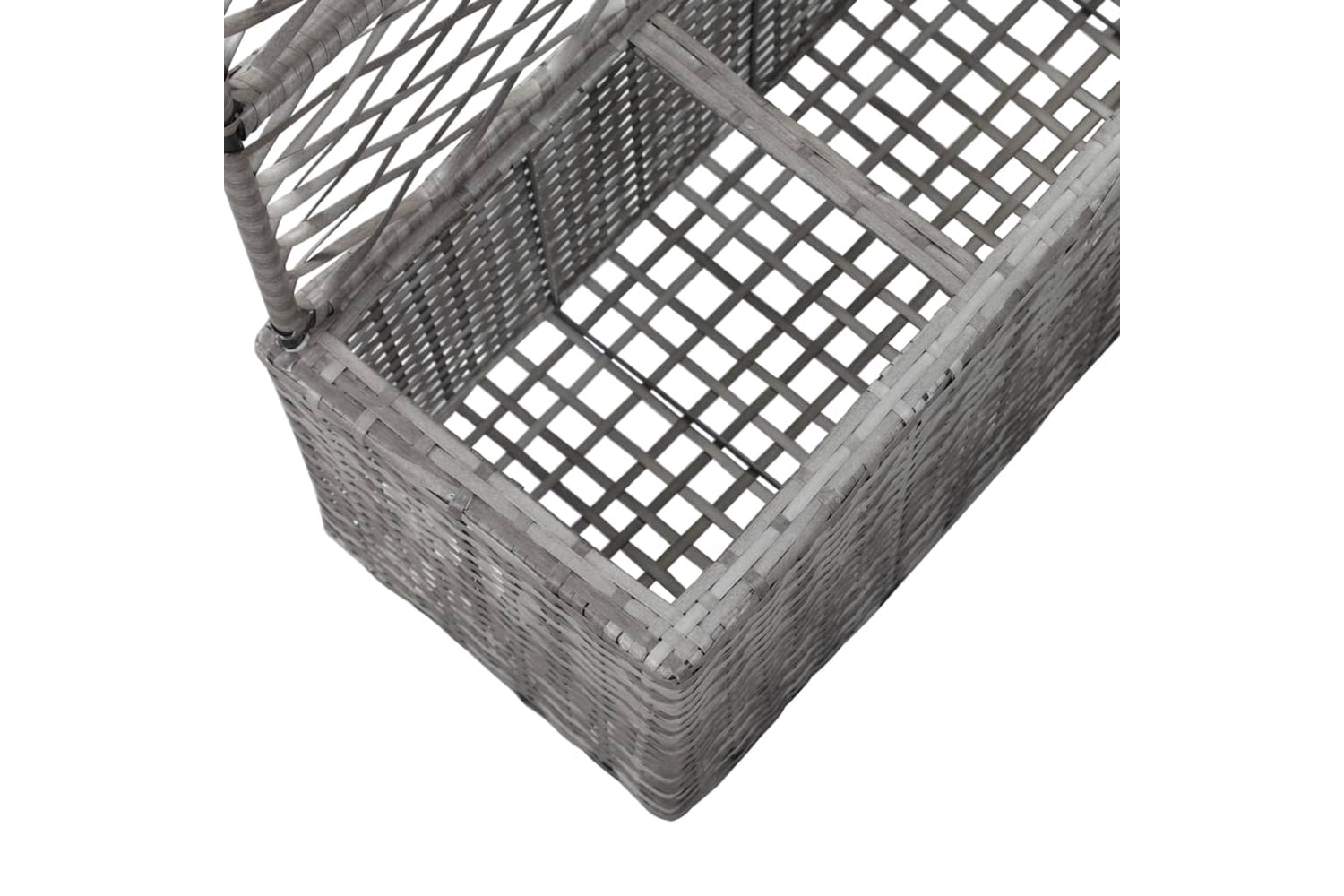 vidaXL 46935 Trellis Raised Bed With 3 Pots 83x30x130cm Poly Rattan Grey-6