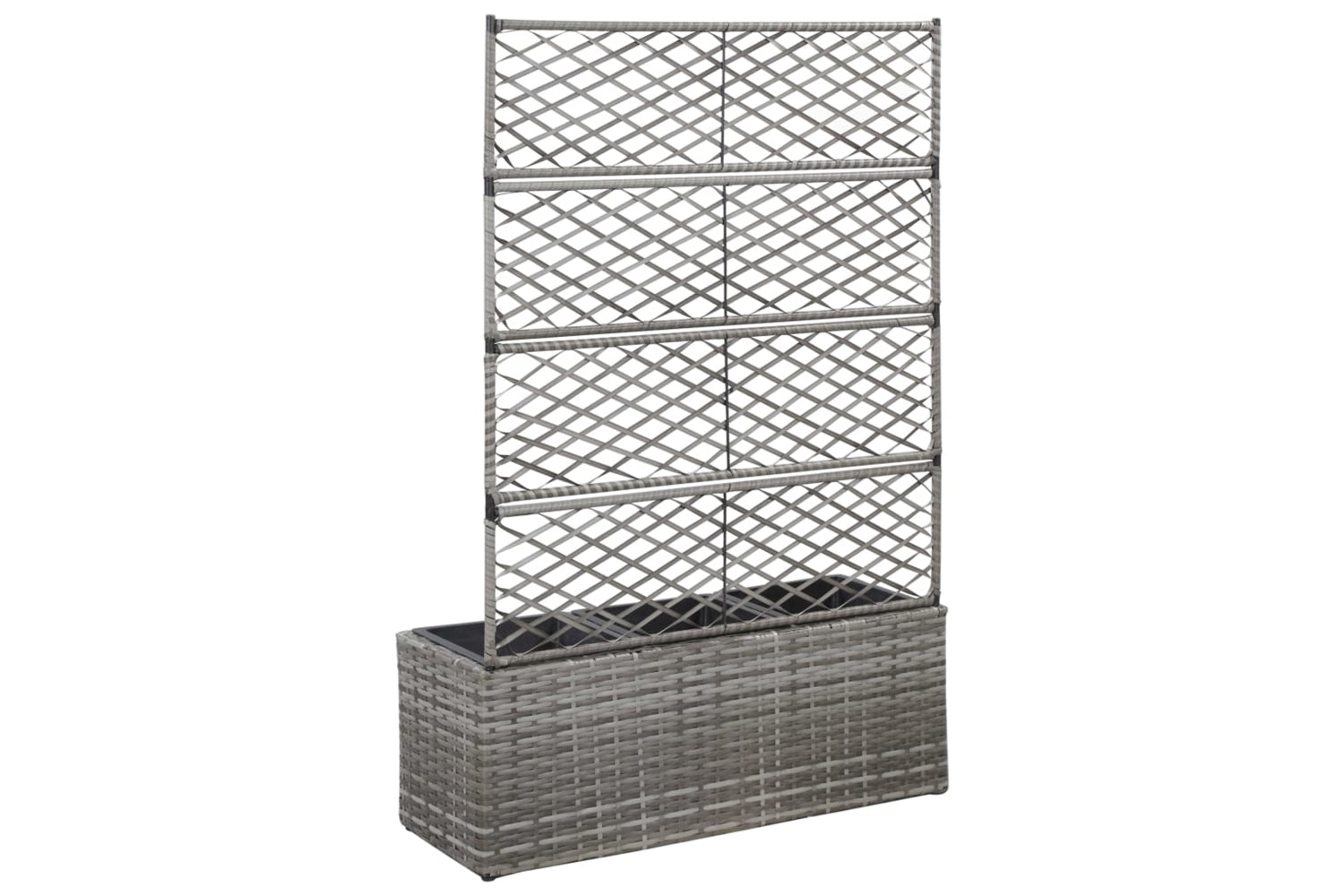 vidaXL 46935 Trellis Raised Bed With 3 Pots 83x30x130cm Poly Rattan Grey-3
