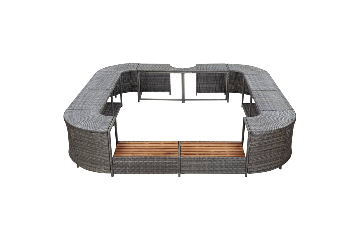 vidaXL 46074 Square Spa Surround Grey 268 X 268 X 55cm Poly Rattan-3