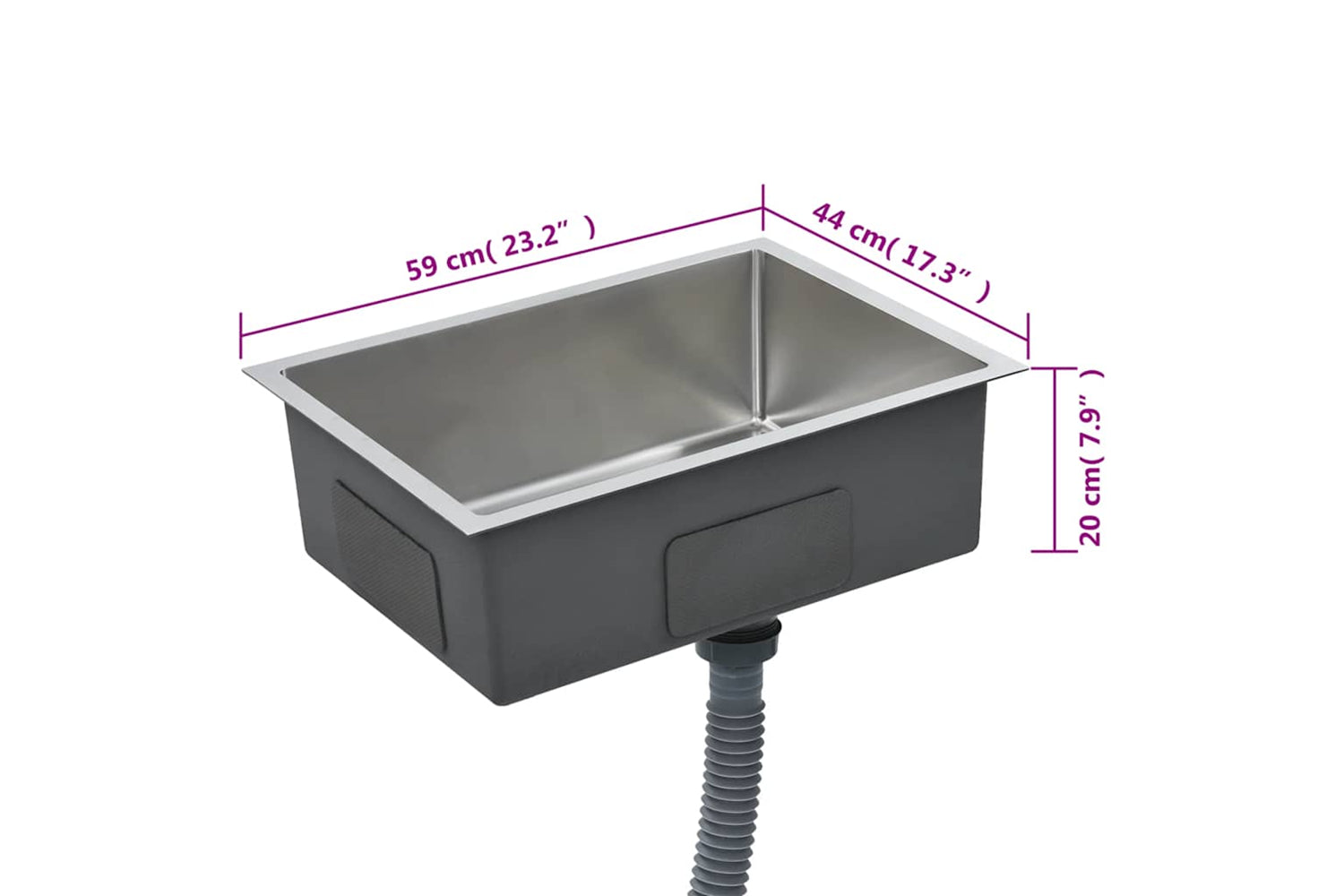 Vidaxl 145078 Handmade Kitchen Sink Stainless Steel-7