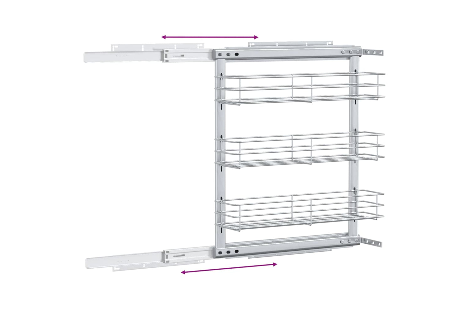 vidaXL 50968 3-tier Pull-out Kitchen Wire Basket Silver 47x15.5x55.5cm-7
