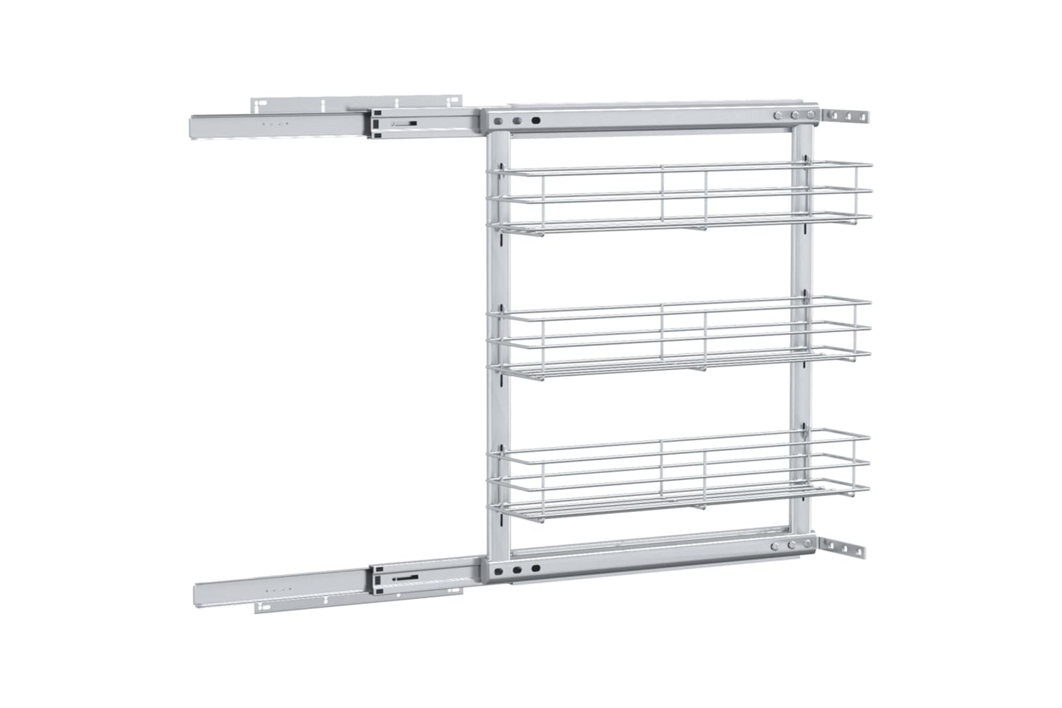 vidaXL 50968 3-tier Pull-out Kitchen Wire Basket Silver 47x15.5x55.5cm-6
