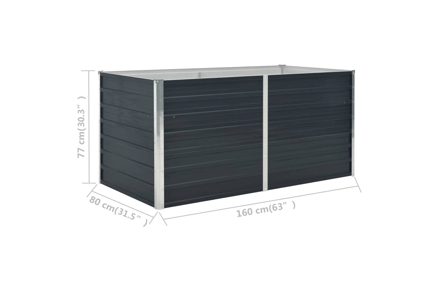 vidaXL 45722 Raised Garden Bed Anthracite 160x80x77cm Galvanised Steel-6