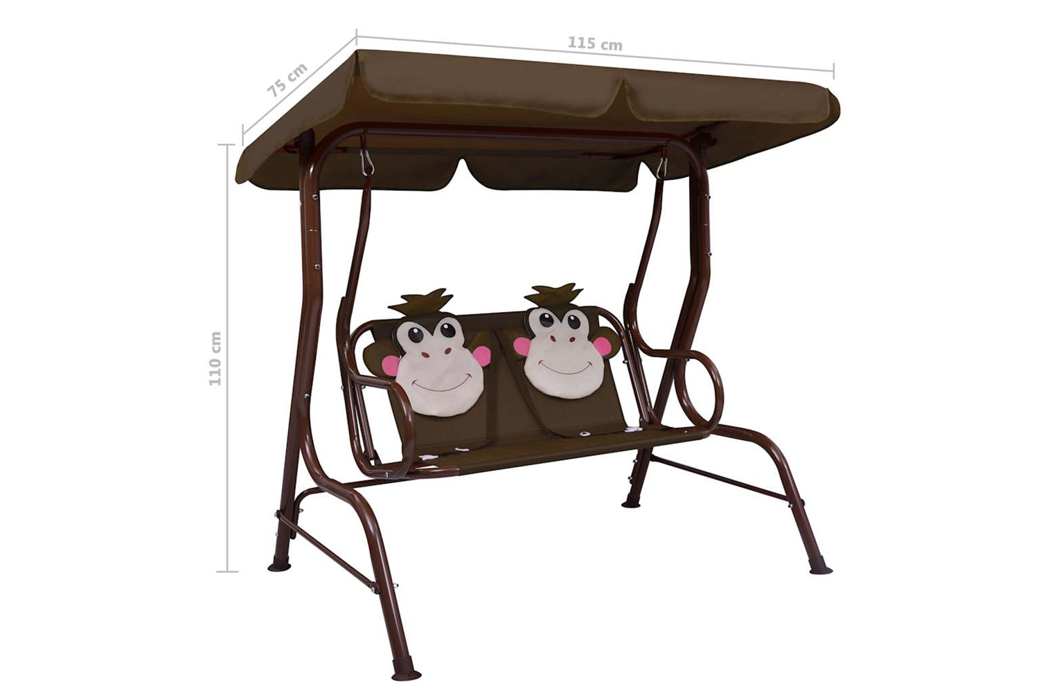 Vidaxl Kids Swing Bench Brown 115x75x110 Cm Fabric-7
