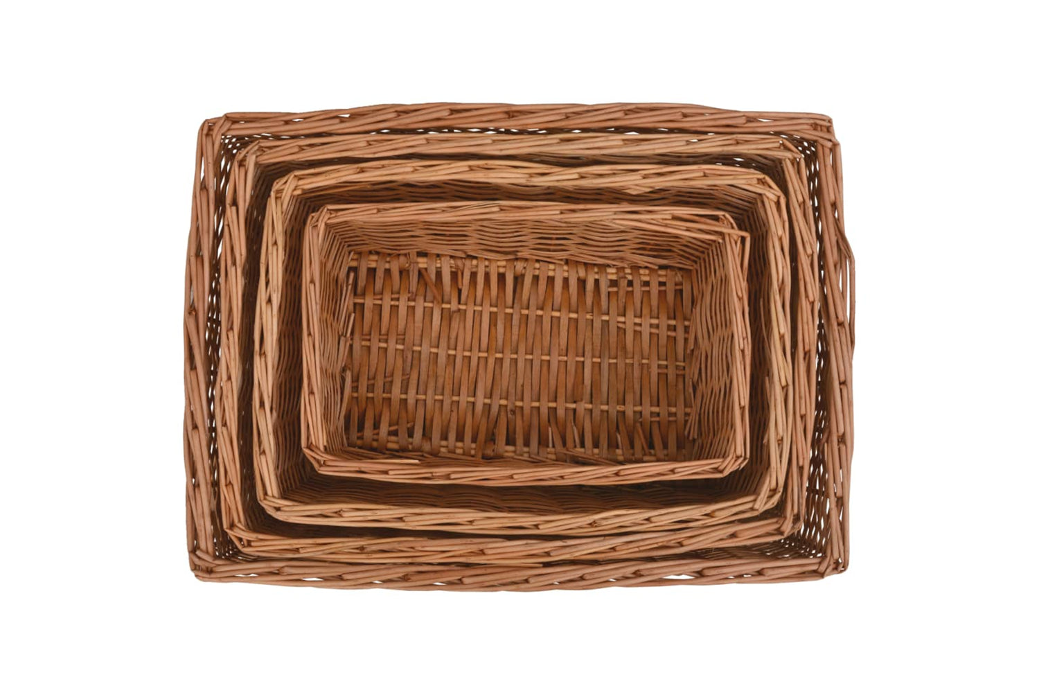 Vidaxl 286981 4 Piece Nesting Basket Set Brown Willow-3