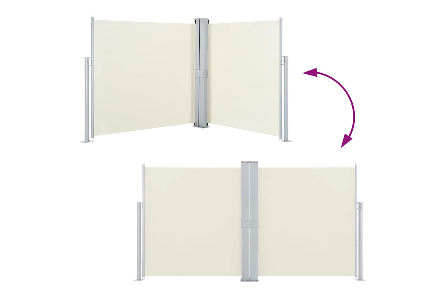 vidaXL 48455 Retractable Side Awning Cream 140x600cm-4
