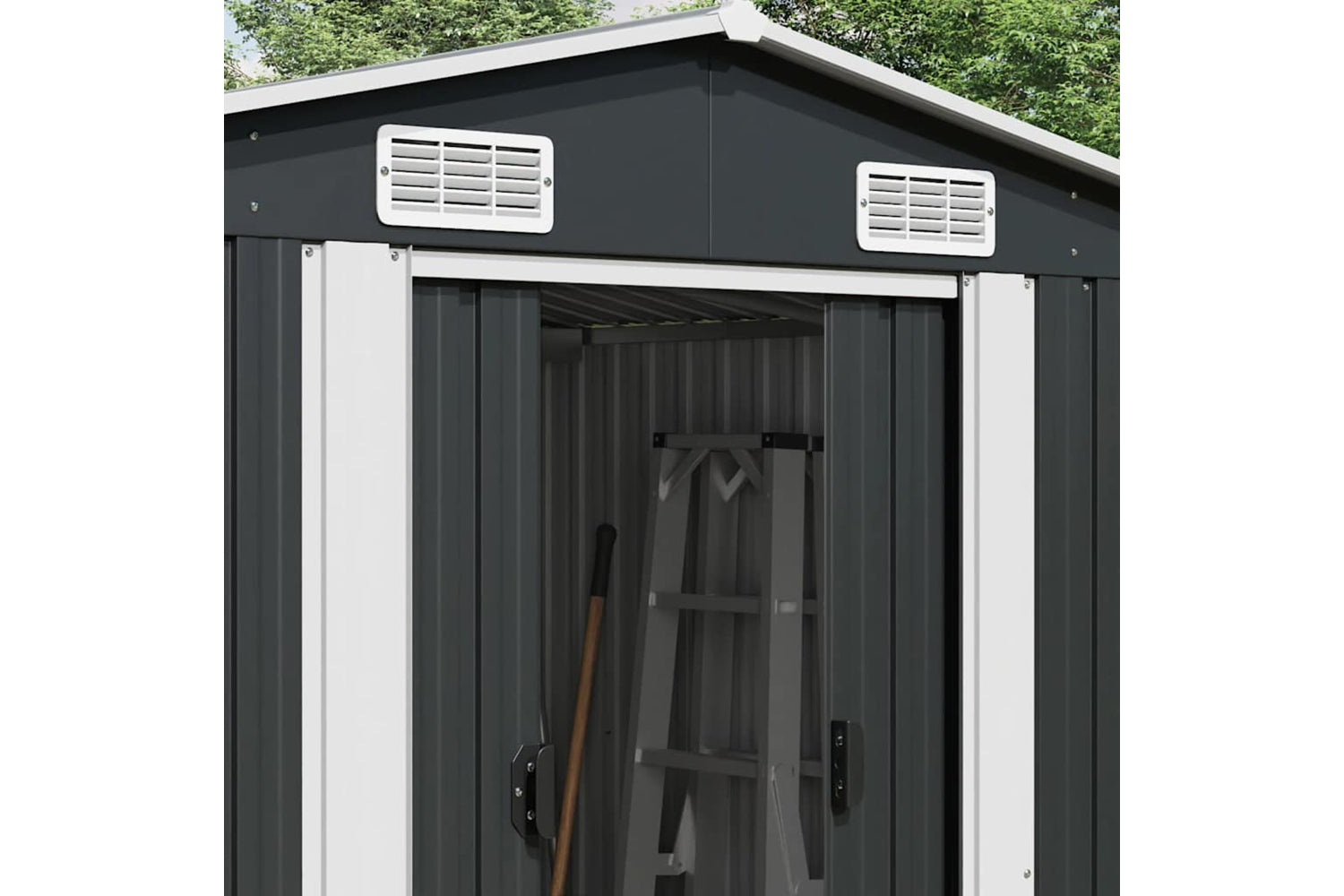 vidaXL 47038 Garden Shed Anthracite 257x990x181cm Galvanised Steel-3