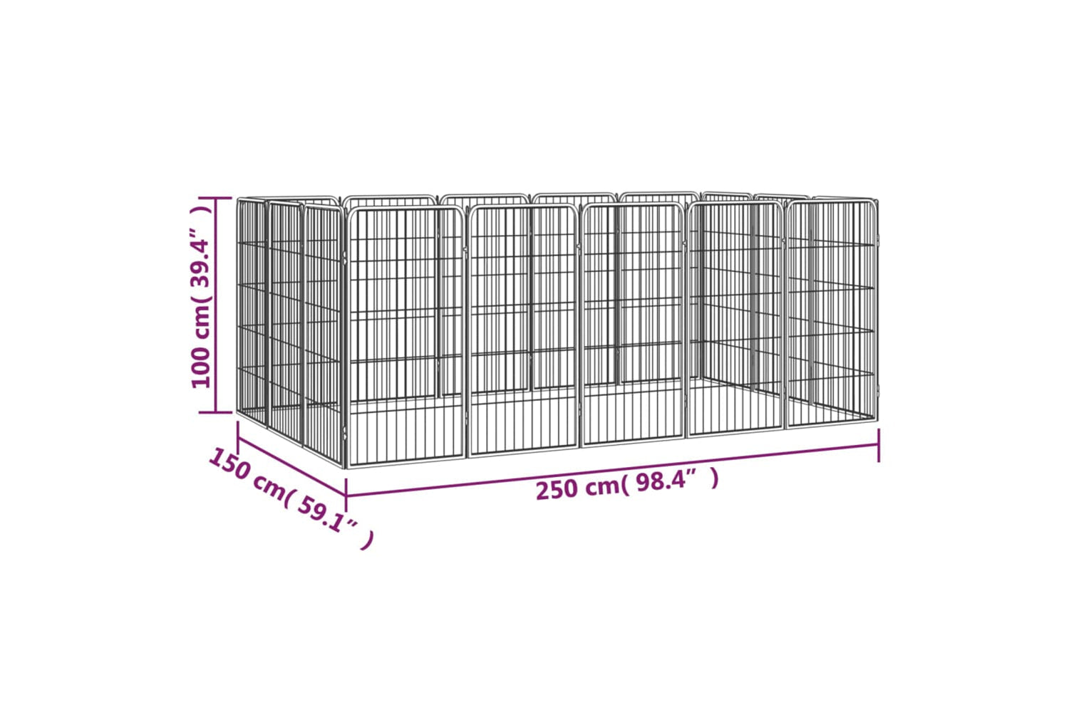 vidaXL 3115960 16-panel Dog Playpen Black 50x100cm Powder-coated Steel-7