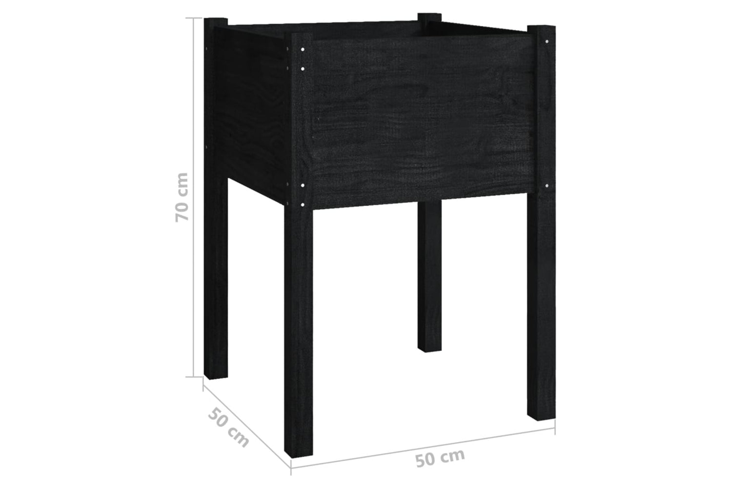 vidaXL 810808 Garden Planters 2 Pcs Black 50x50x70cm Solid Pinewood-7