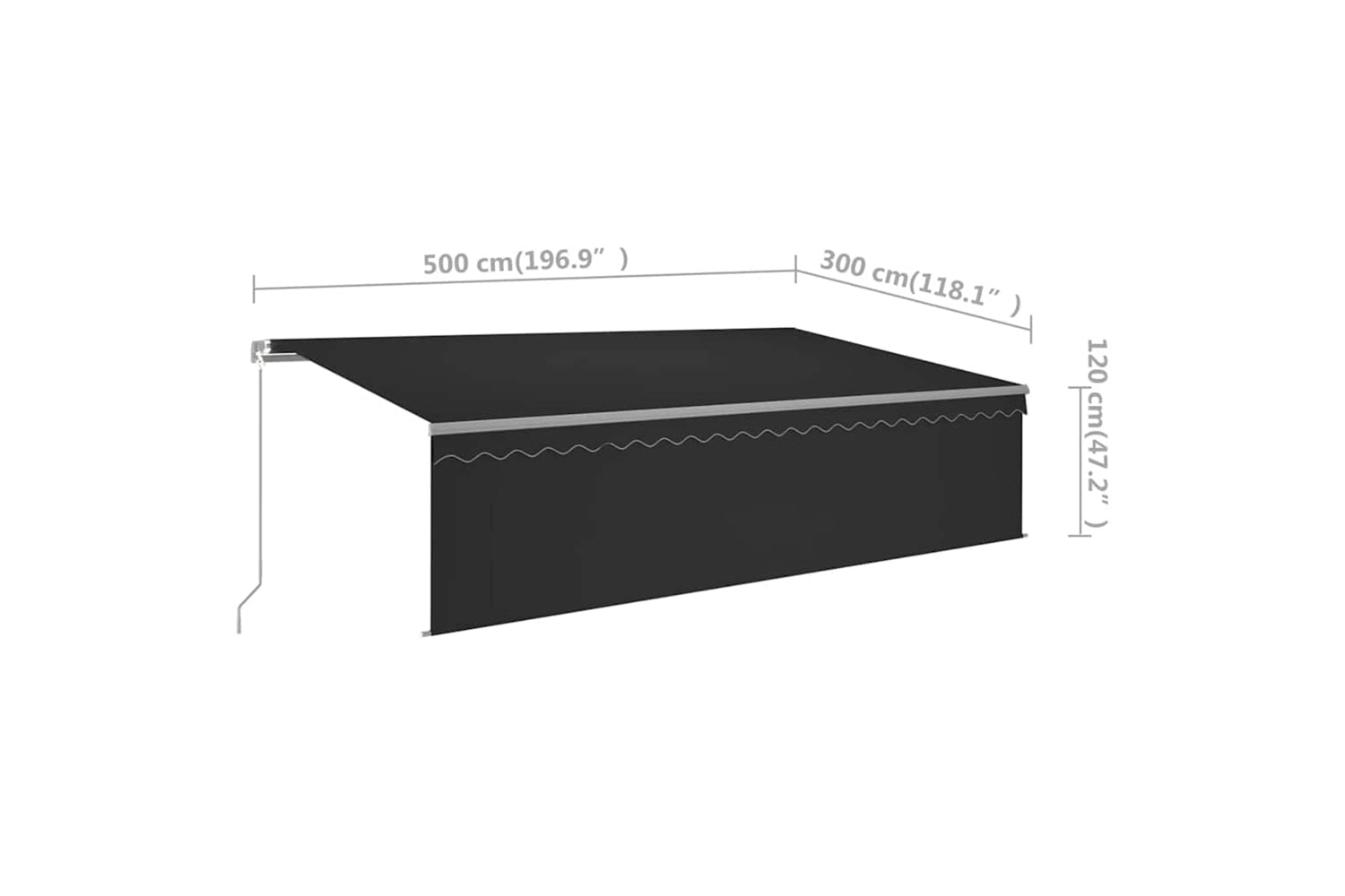 Vidaxl 3069459 Manual Retractable Awning With Blind 5x3m Anthracite-6