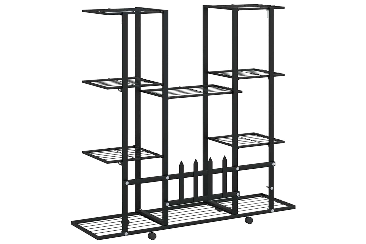 vidaXL 343121 Flower Stand With Wheels 94.5x24.5x91.5cm Black Iron-6