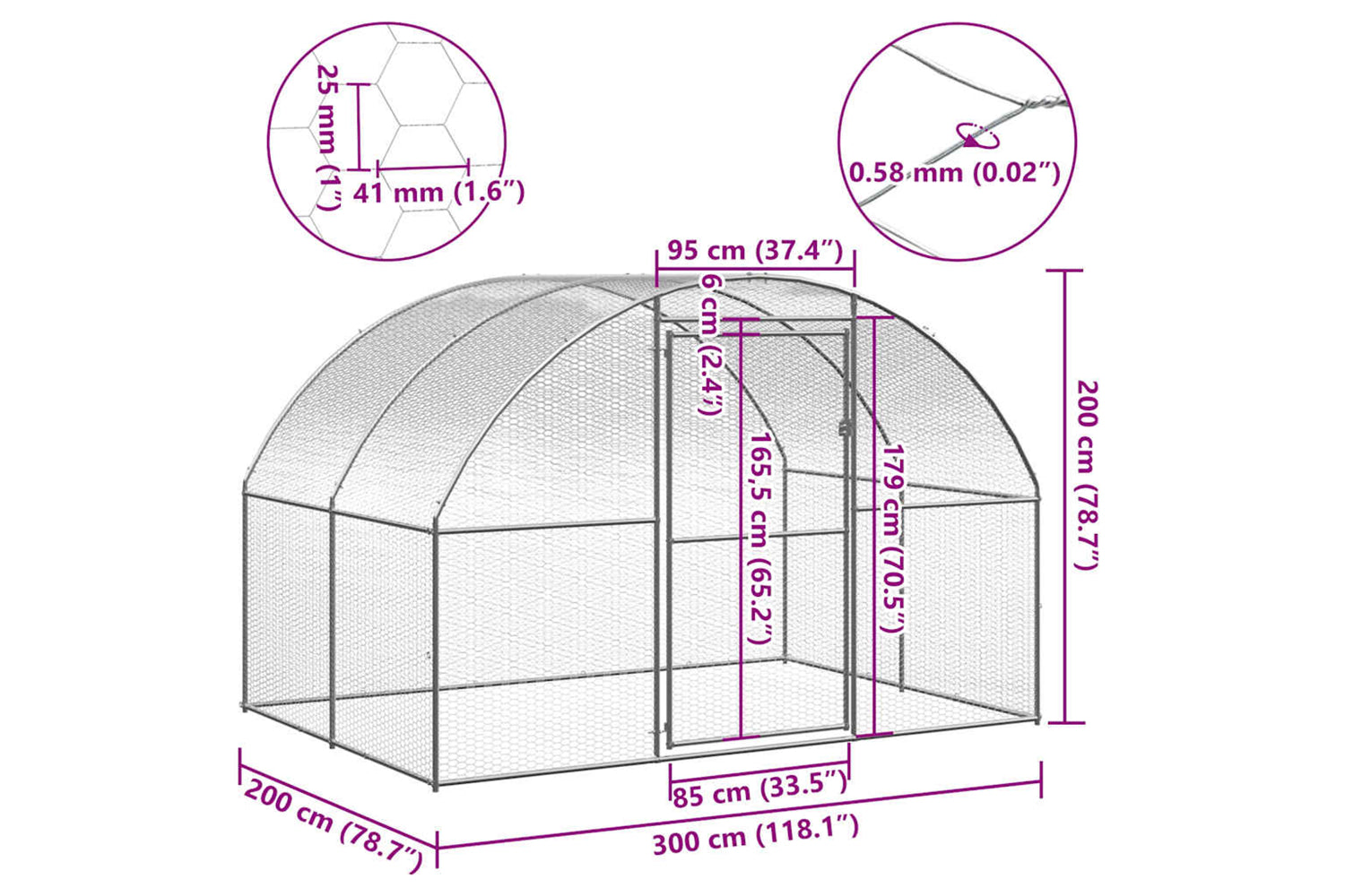 Vidaxl Outdoor Chicken Coop 3x2x2 M Galvanised Steel-4