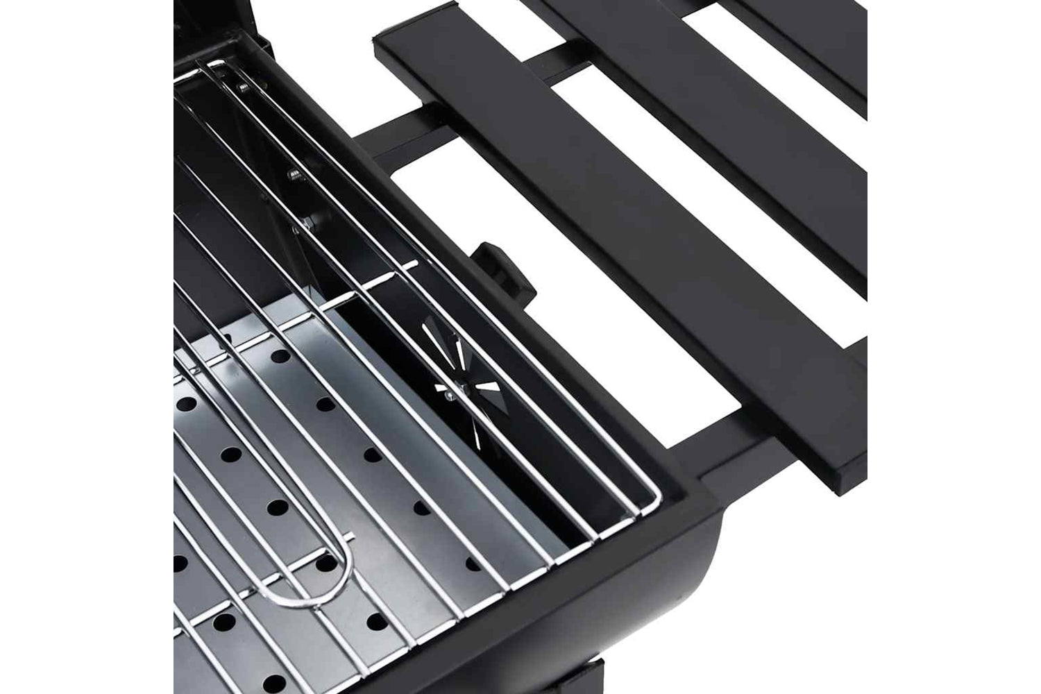 Vidaxl Barrel Grill With Wheels And Shelves Black Steel 115x85x95 Cm-9