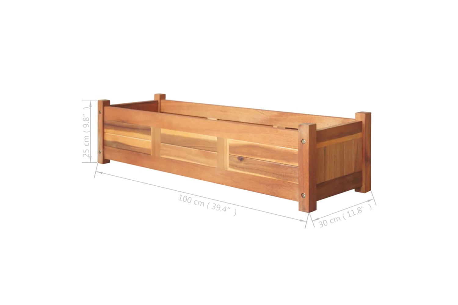 vidaXL 3057522 Garden Raised Beds 2 Pcs Acacia Wood 100x30x25cm-6